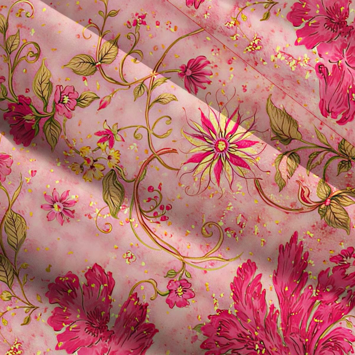 Pink Floral Vine Straps Maxi Dress With Pocket