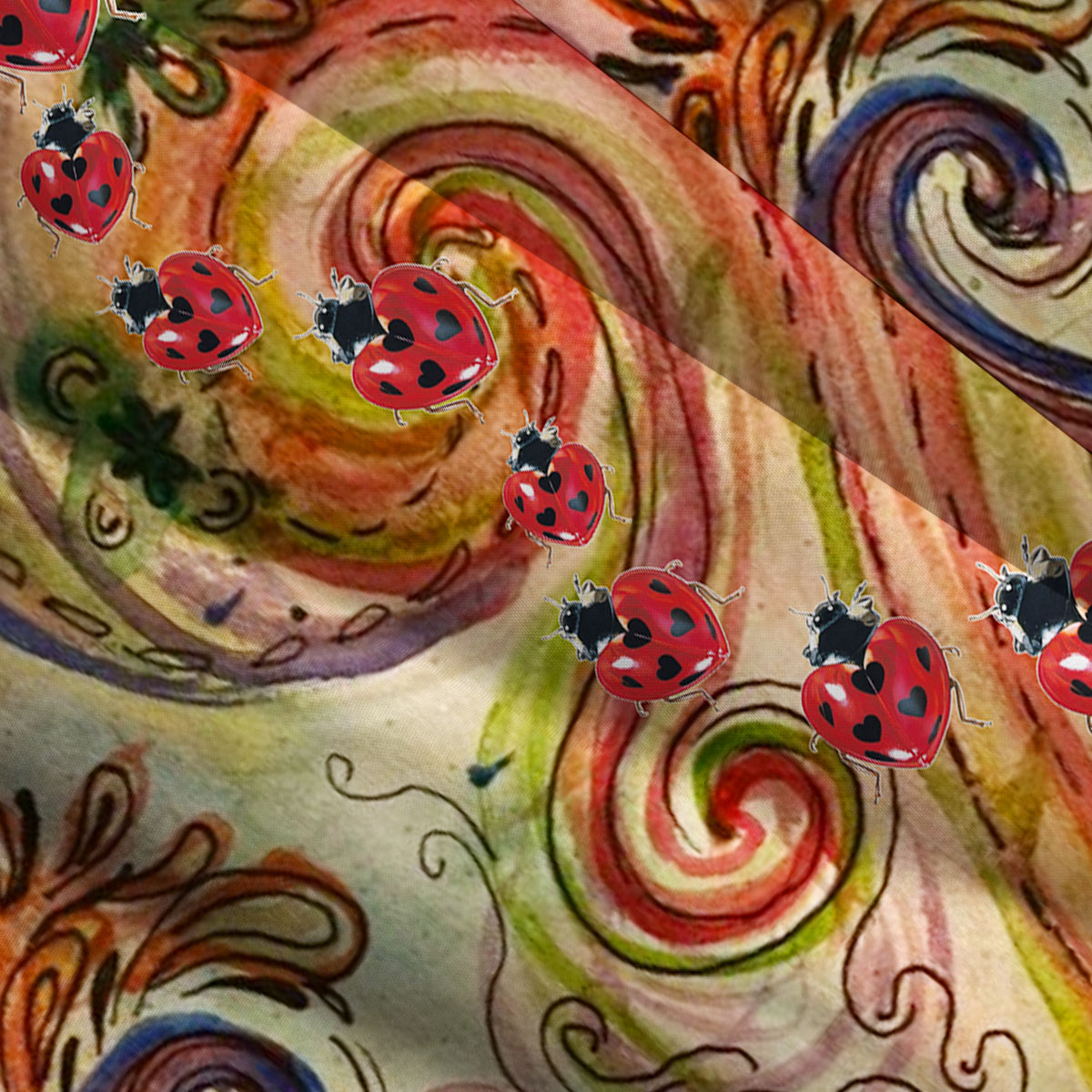 Ladybug Swirl Art Straps Maxi Dress With Pocket