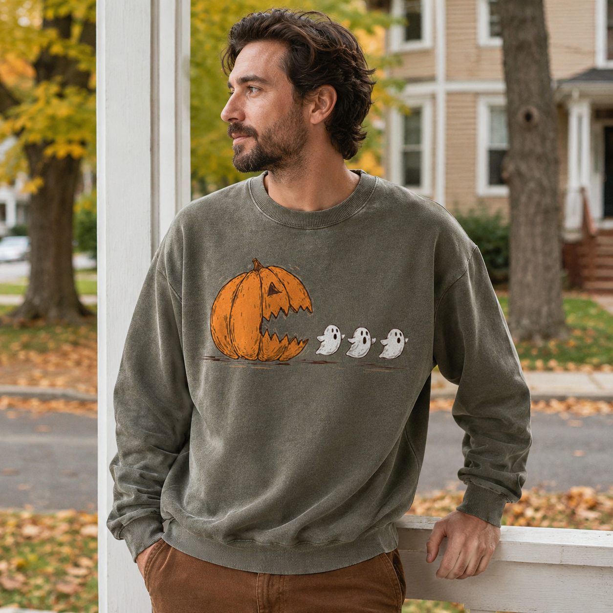 Pumpkin Chomps Ghosts Washed Sweatshirts