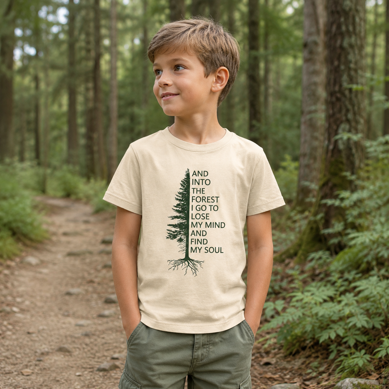 Into the Forest Tree Quote Kids T-Shirt