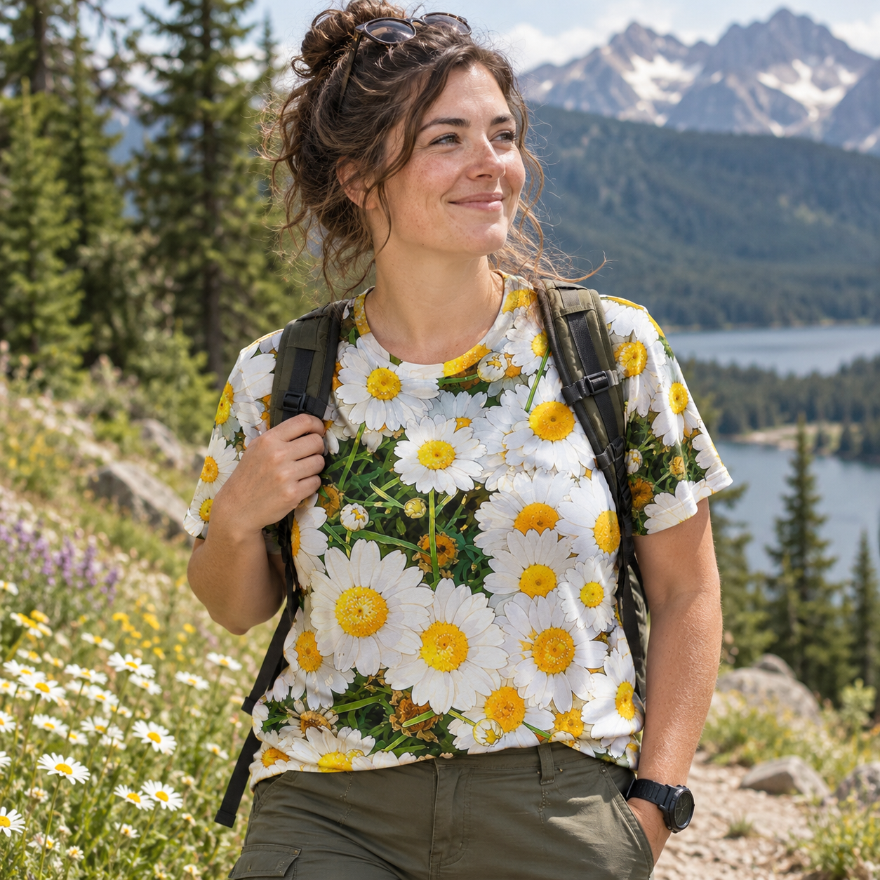 Daisy Meadow Floral Pattern Premium Eco Tee