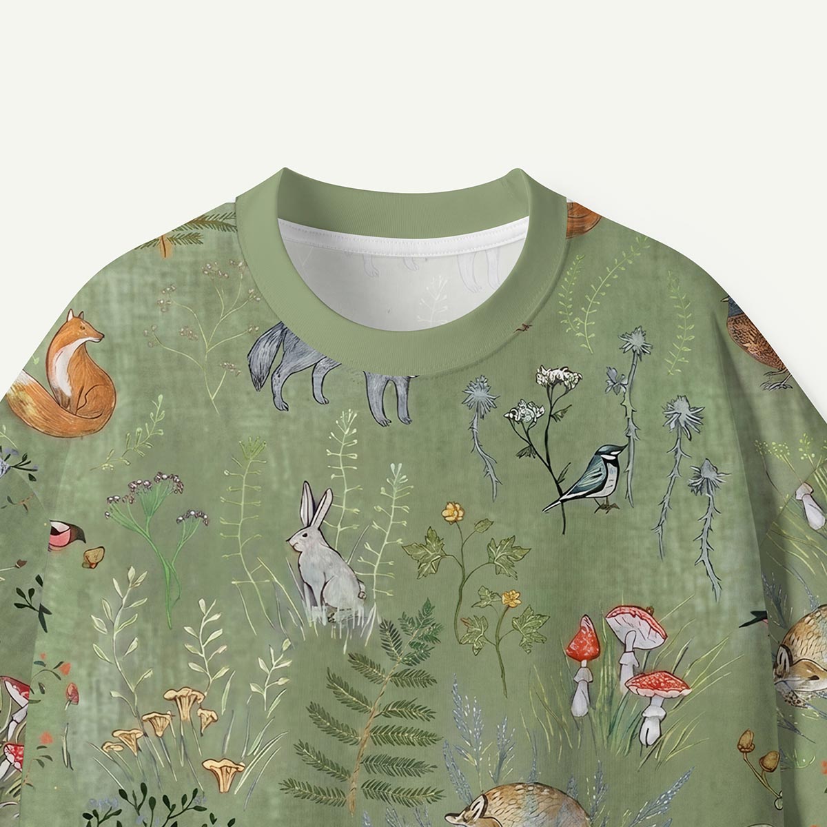 Woodland Animals and Mushrooms Premium Eco All-Over Print T-Shirt