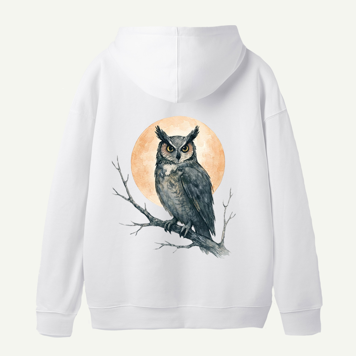 Twilight Owl Back Printed Hoodie