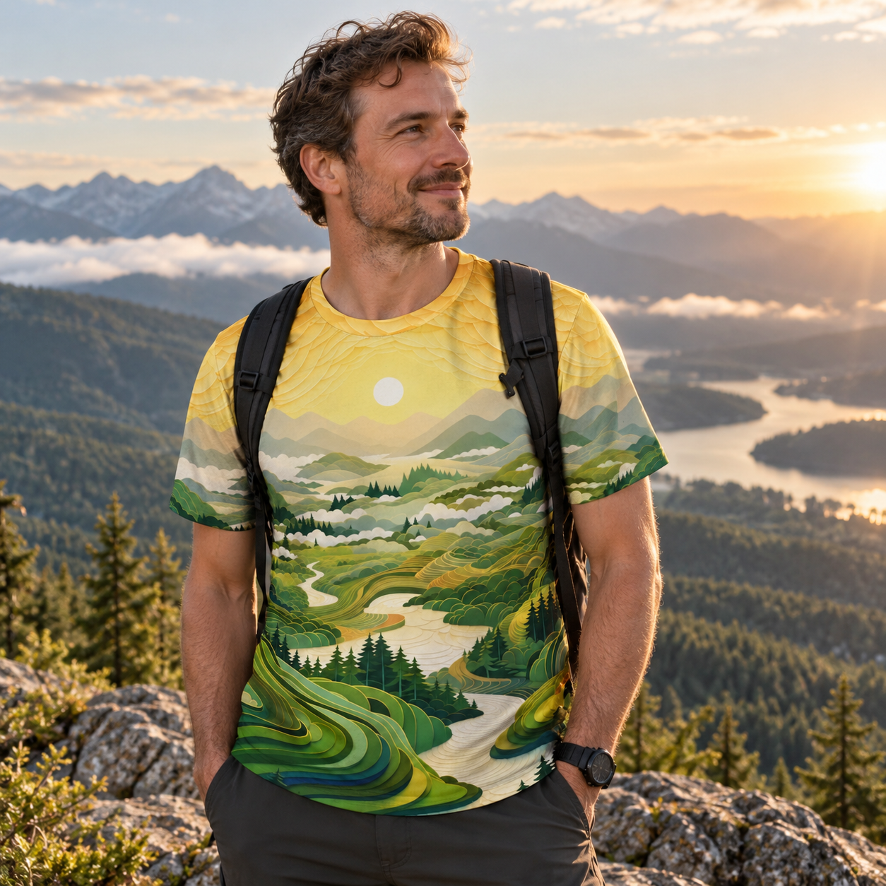 Golden Valley River At Sunrise Premium Pure Cotton Tee