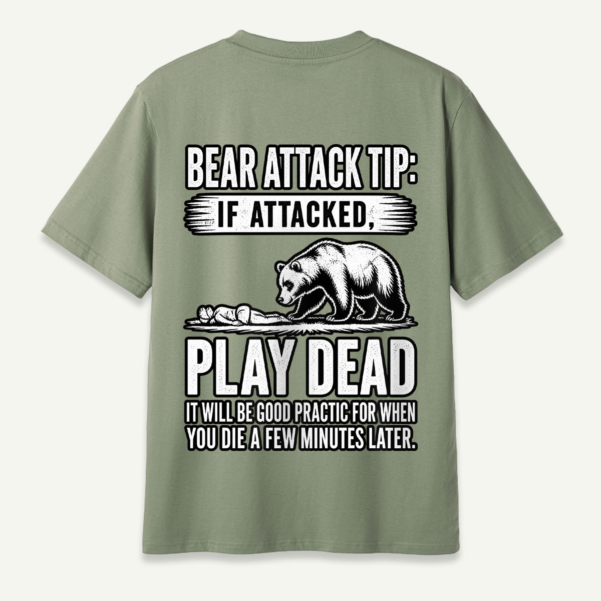 Bear Attack Tip Play Dead Vintage Black Bear Warning T-Shirt