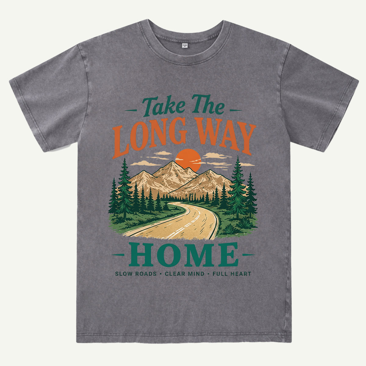 Take The Long Way Home Mountain Road Washed T-Shirt