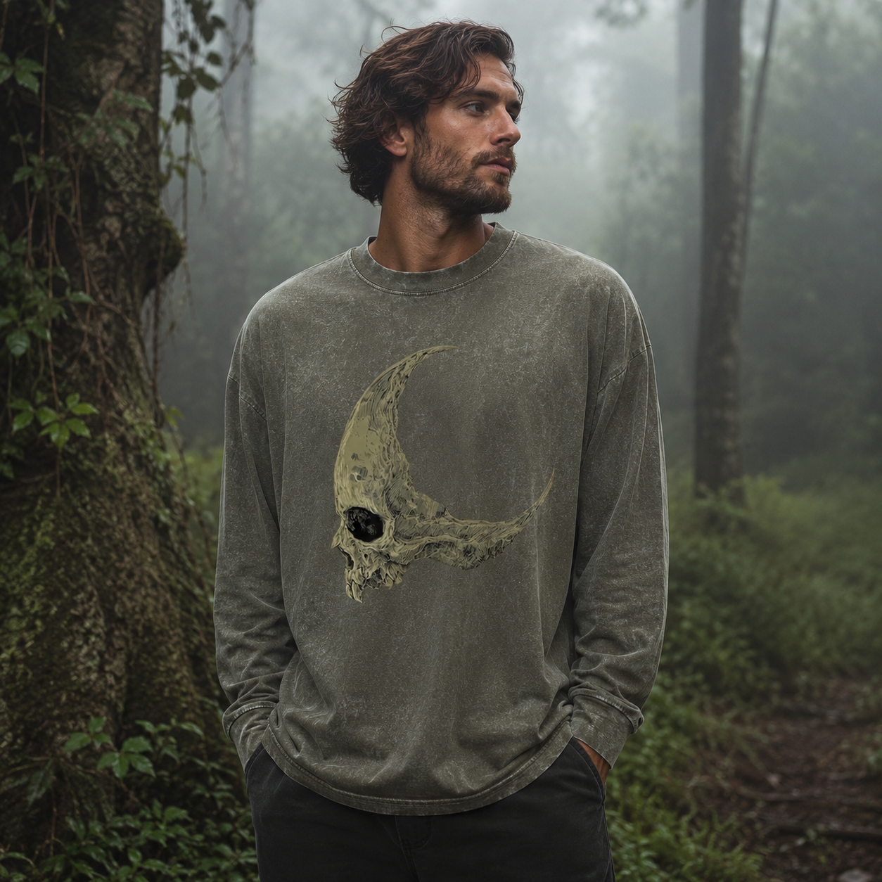 Moon of the Dead Washed Long‑sleeve