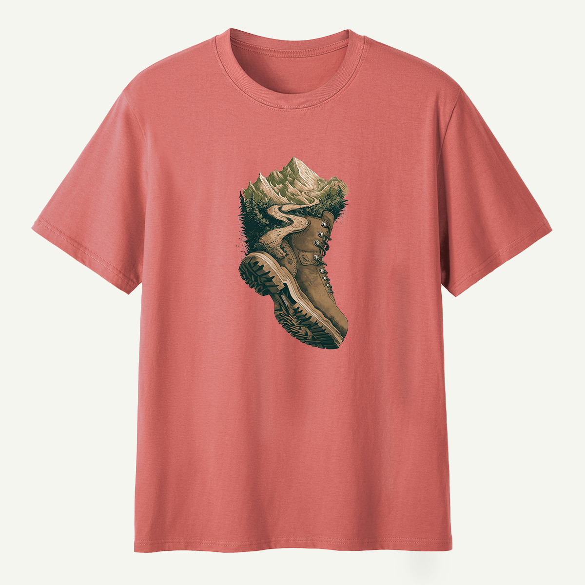 Hiking Boot Mountain Trail Landscape T-Shirt