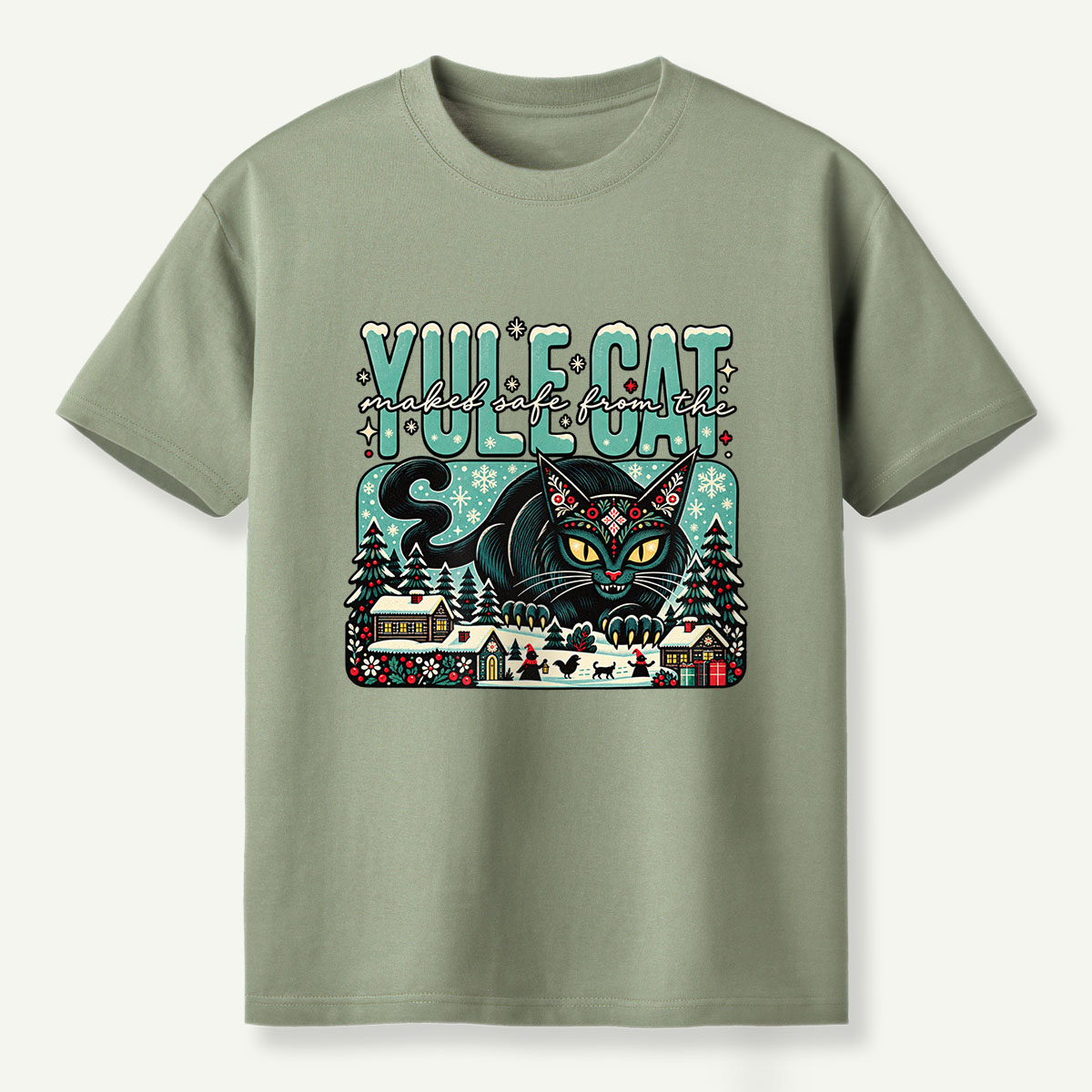 Yule Cat Naked Safe From The Christmas Cat T-Shirt