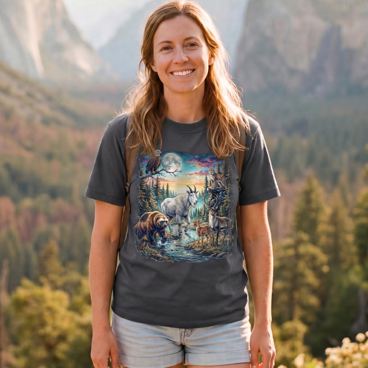 Vintage Moon Wildlife T‑Shirt