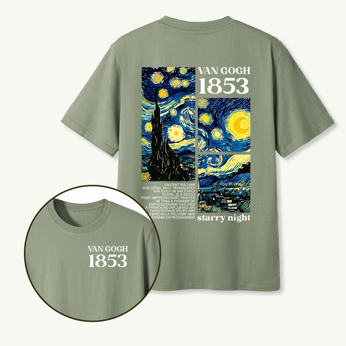 Van Gogh 1853 Starry Night Panel T-Shirt