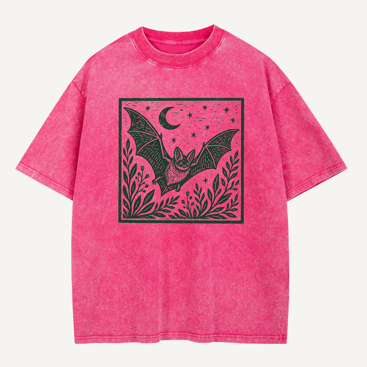 Bat Beneath the Moon Washed T-Shirt