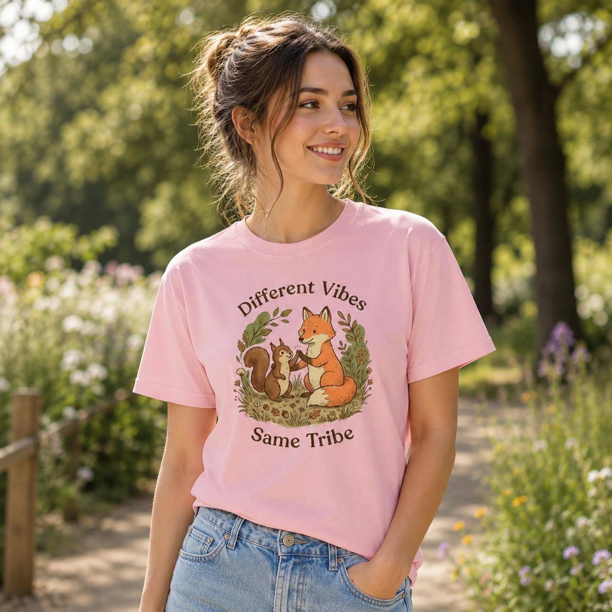 Fox and Squirrel Friendship Different Vibes Same Tribe T-Shirt