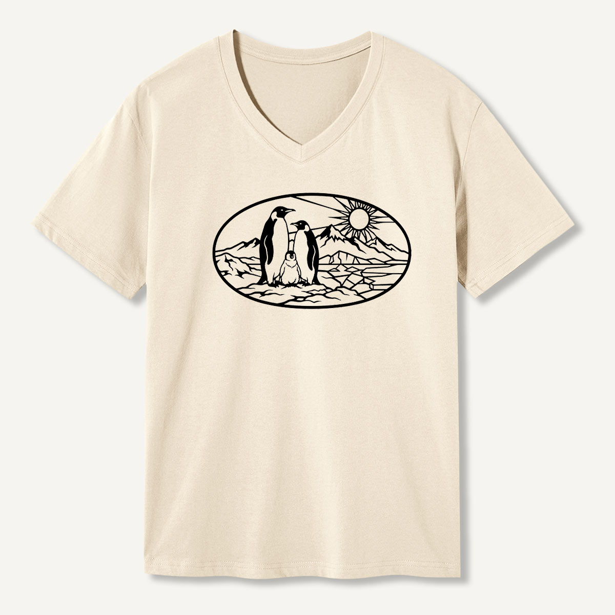 Penguin Family Arctic Landscape V-neck T-Shirt