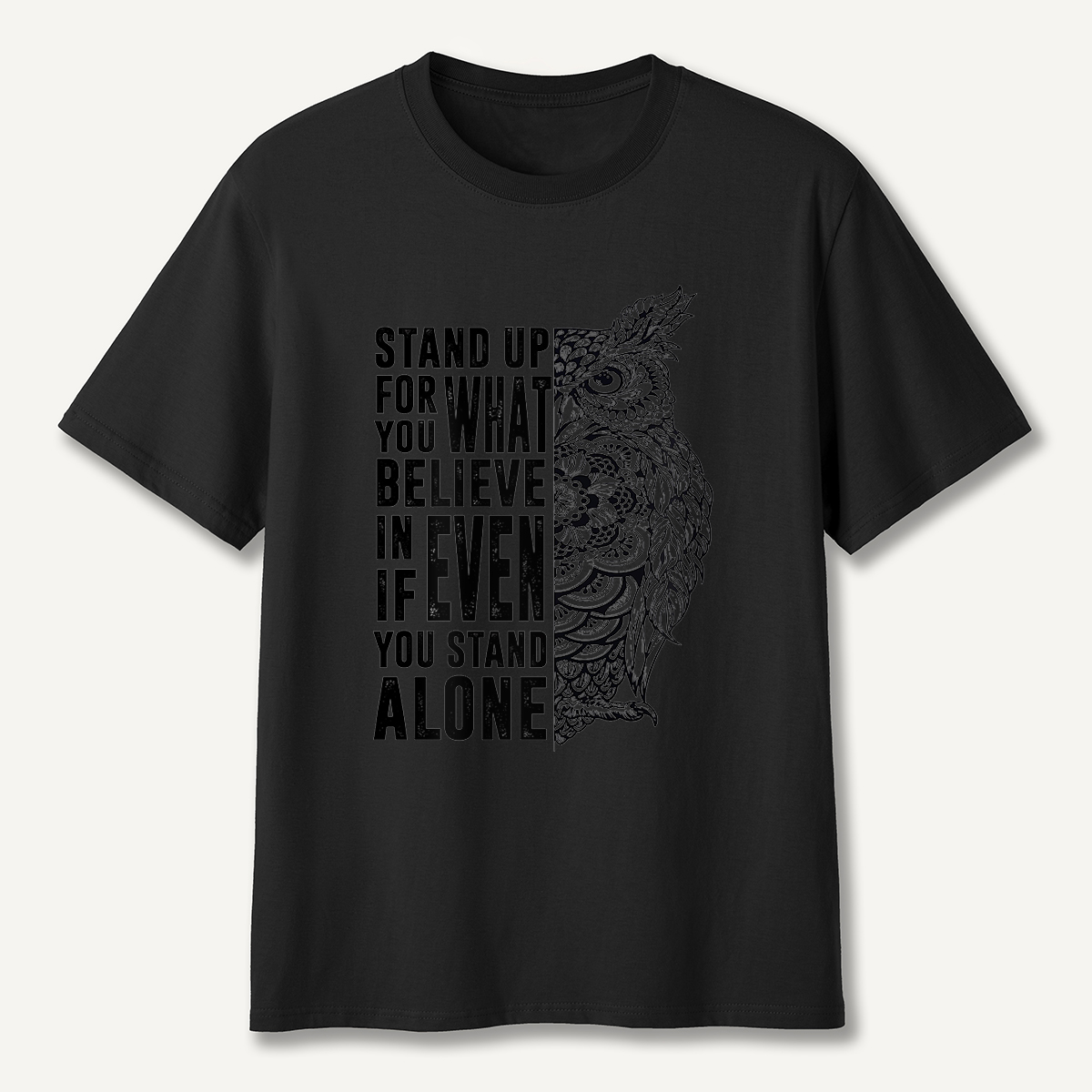 Stand Up for What You Believe Owl Half Mandala T-Shirt