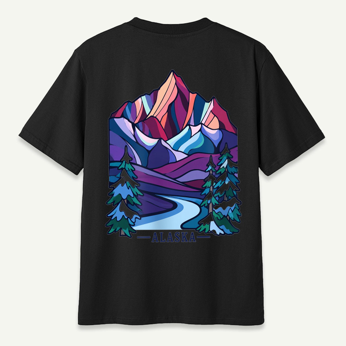 Alaska Abstract Mountain Winter Landscape T-Shirt