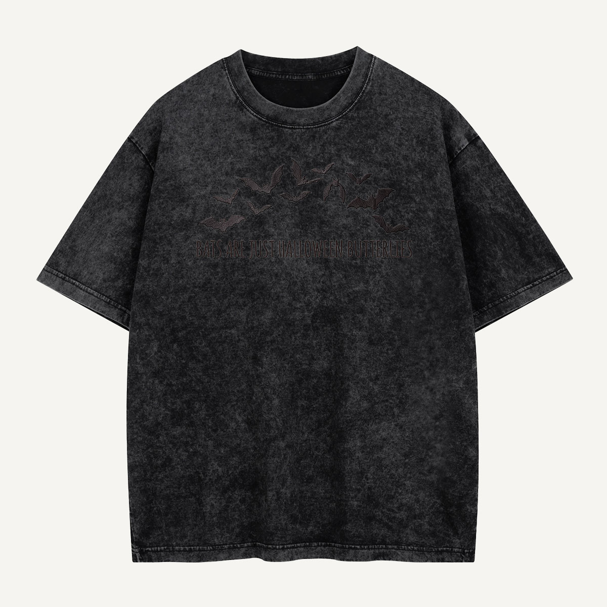 Halloween Butterflies Club Embroidered Washed T-Shirt