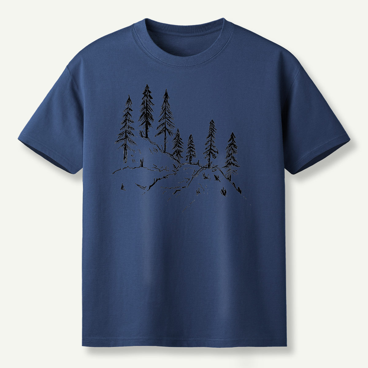Pine Forest Ridge Line Art T-Shirt