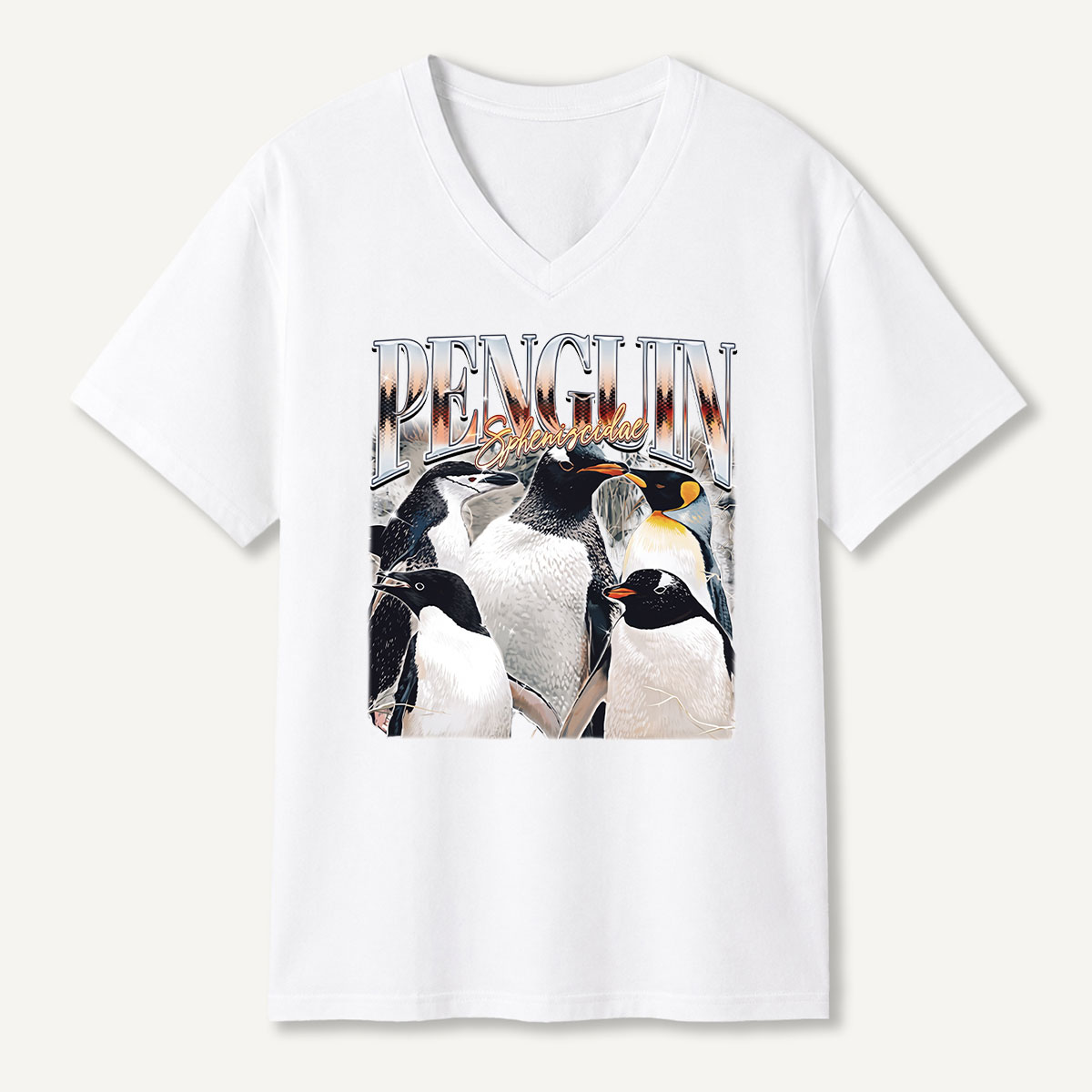 Penguin Rock Band Vintage Poster V-neck T-Shirt