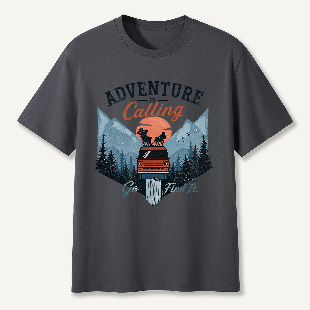 Adventure Is Calling Camper Van Mountain T-Shirt