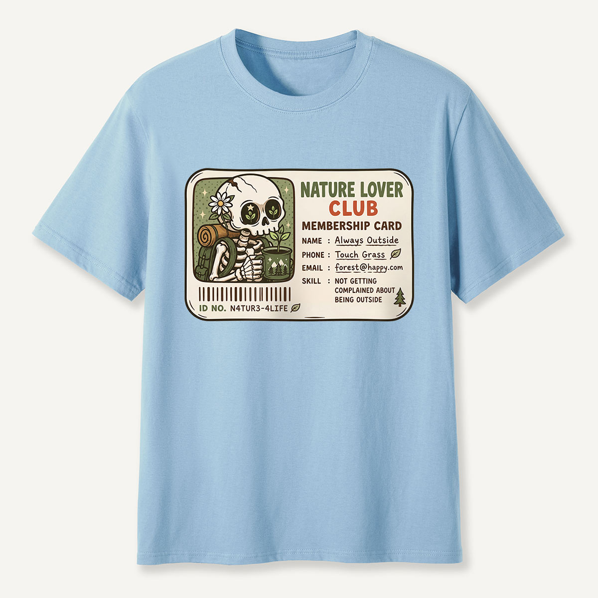 Nature Lover Club Skeleton Membership Card T-Shirt
