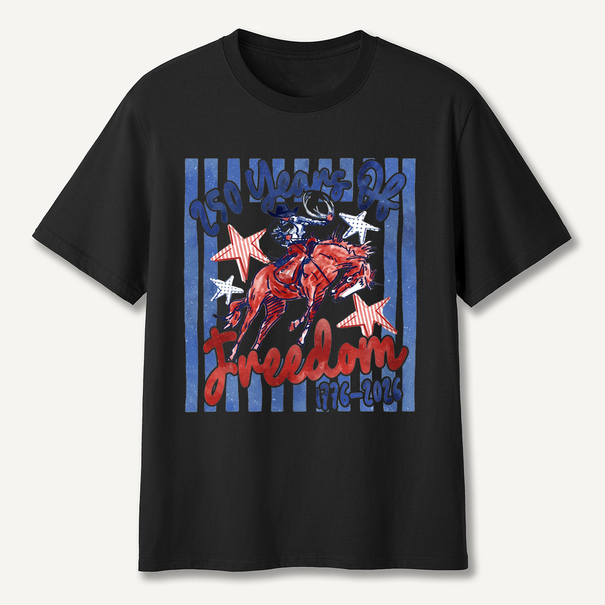 Retro Patriotic Cowboy Horse Riding Freedom T-Shirt