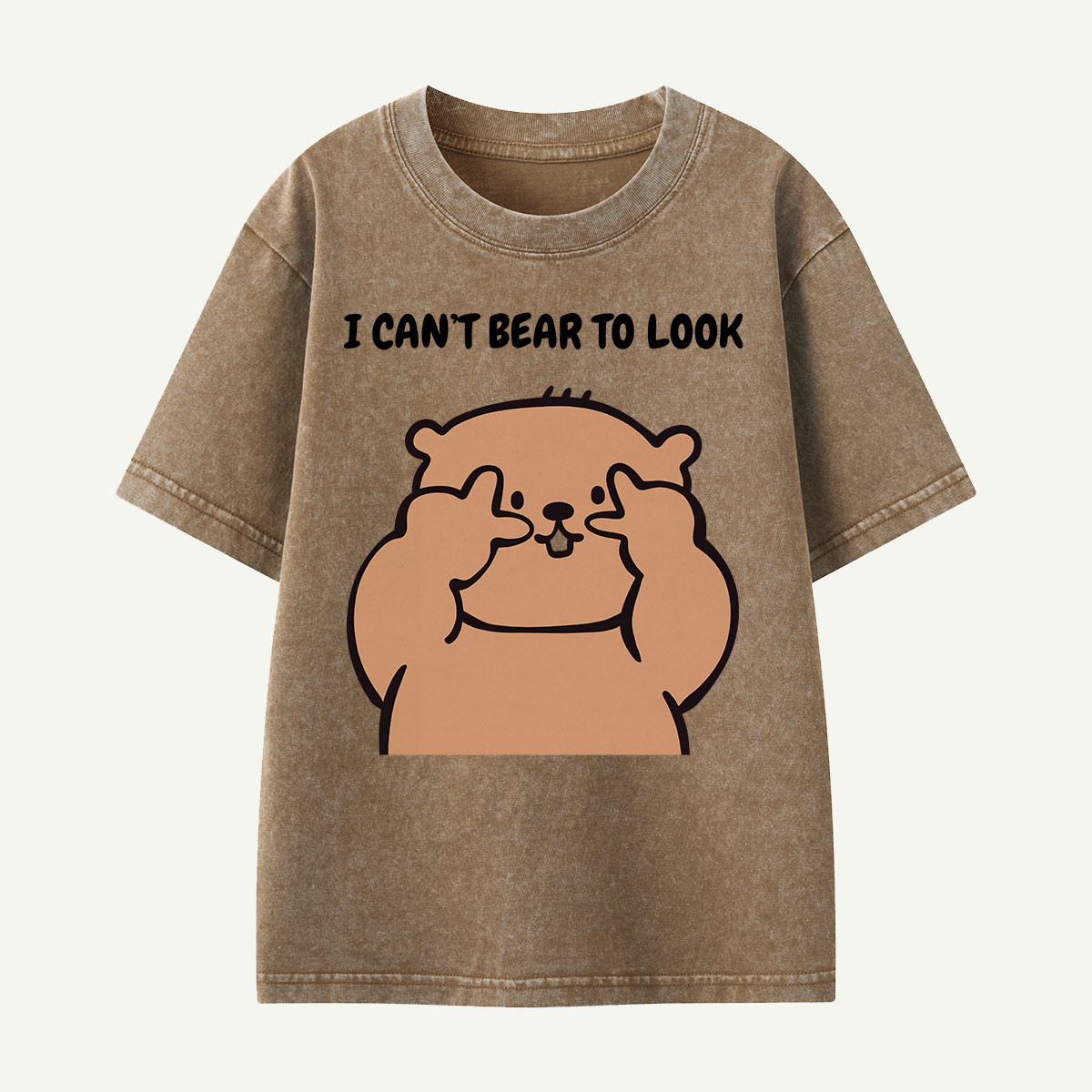 I Can’t Bear to Look Funny Bear Kids Washed T-Shirt
