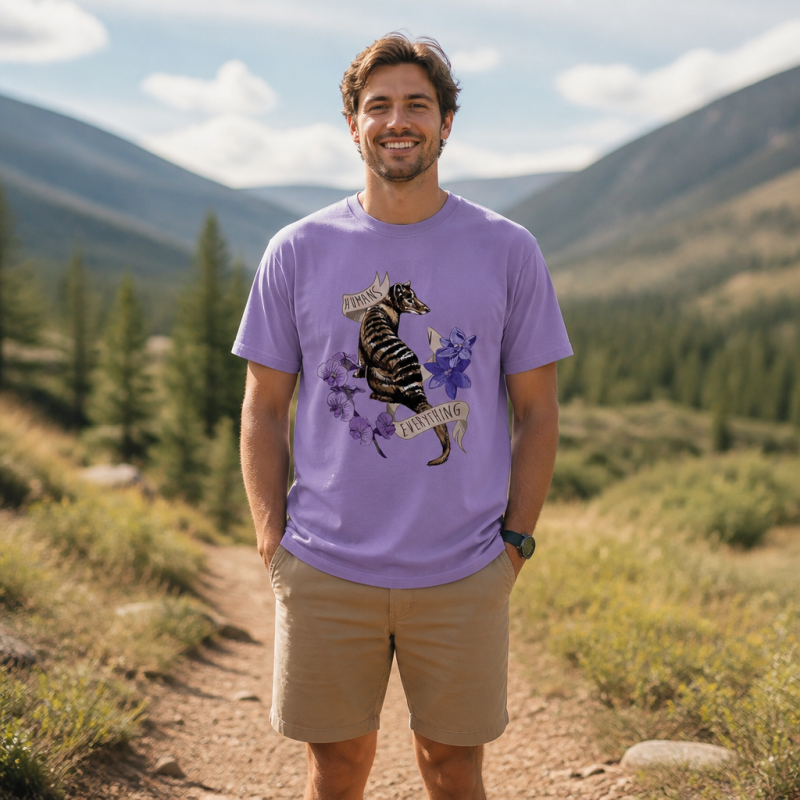 Humans Ruin Everything Thylacine Flowers T-Shirt