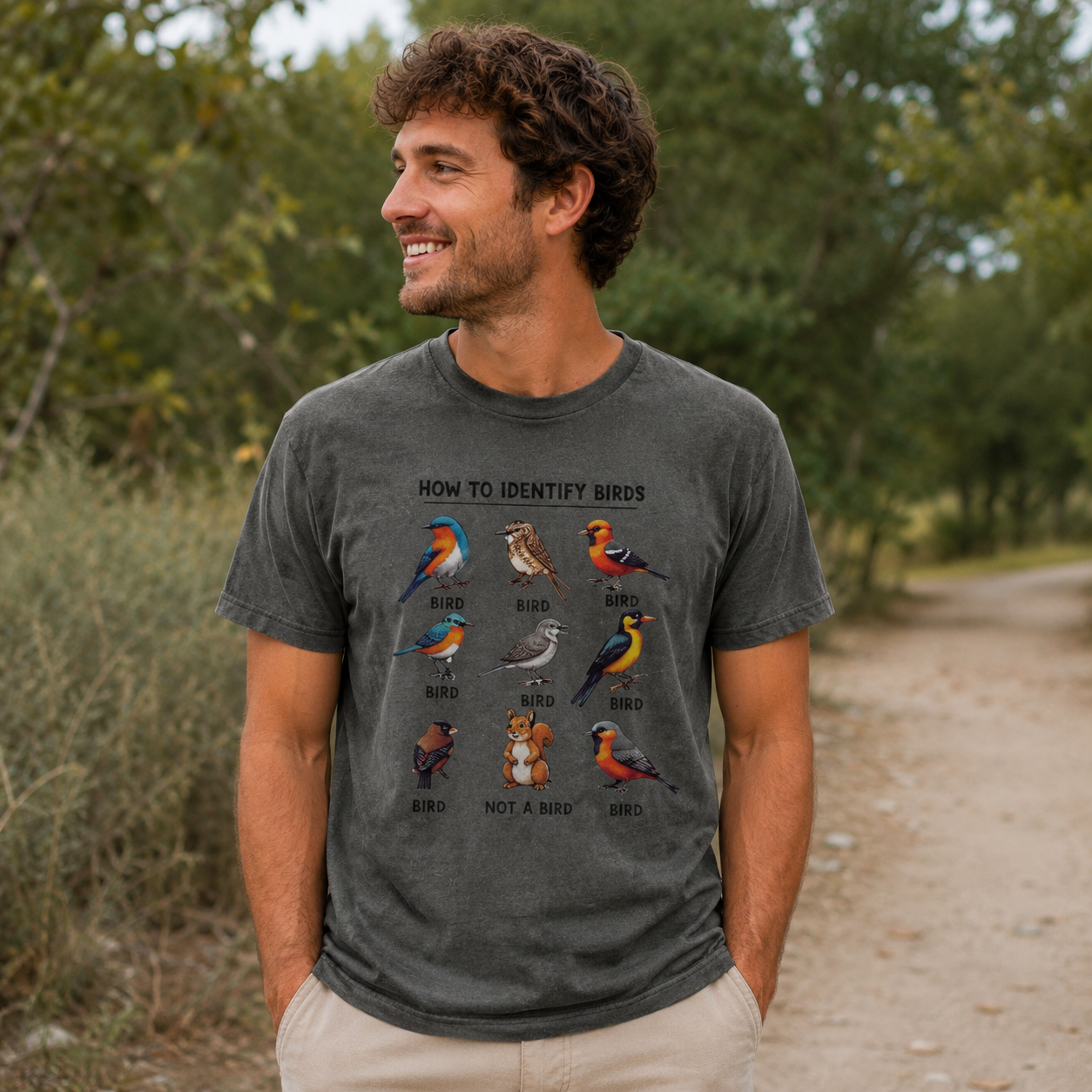 Funny Bird How to Identify Birds Washed T-Shirt