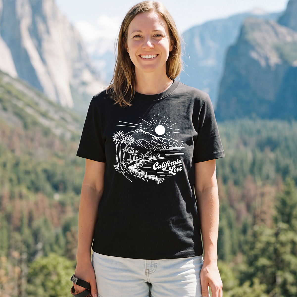 California Love Coastal Sunset Beach Graphic T‑Shirt