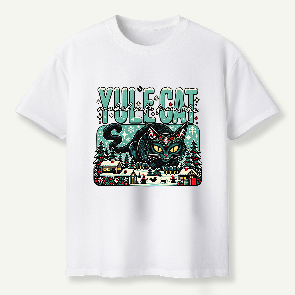 Yule Cat Naked Safe From The Christmas Cat T-Shirt