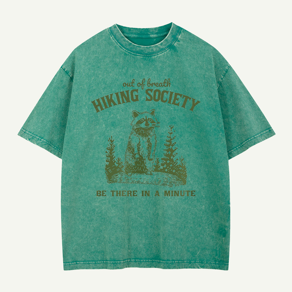 Out Of Breath Hiking Society Raccoon Washed T-Shirt