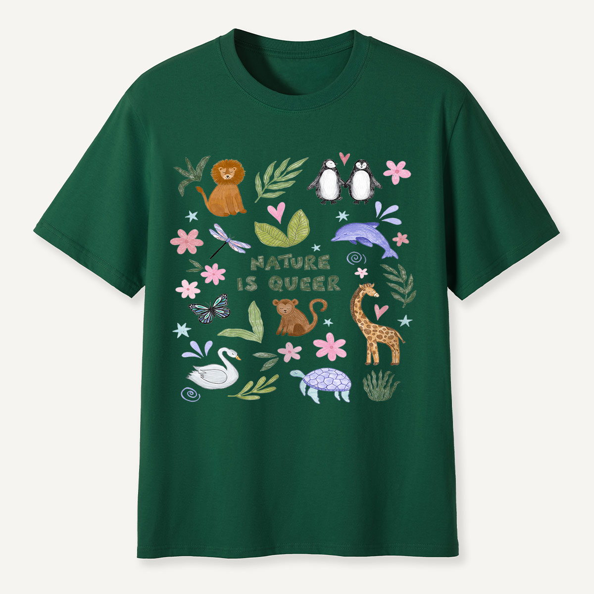 Nature Is Queer Cute Animals Pride T-Shirt