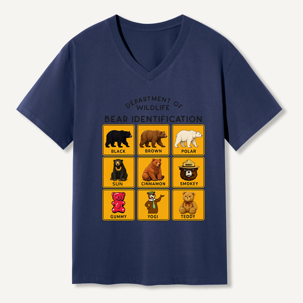 Department of Wildlife Bear Identification Gummy Bear V-neck T-Shirt