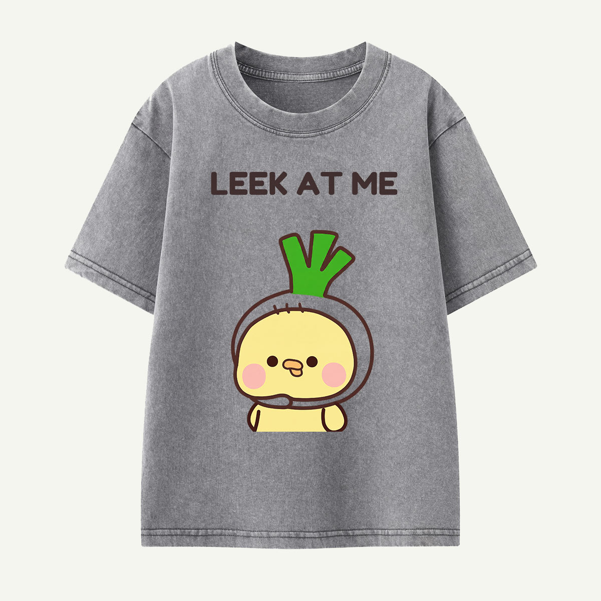 Leek at Me Veggie Pun Kids Washed T-Shirt