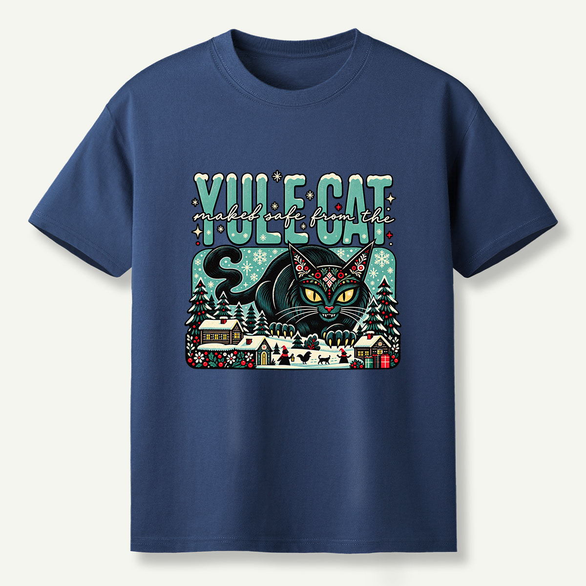 Yule Cat Naked Safe From The Christmas Cat T-Shirt