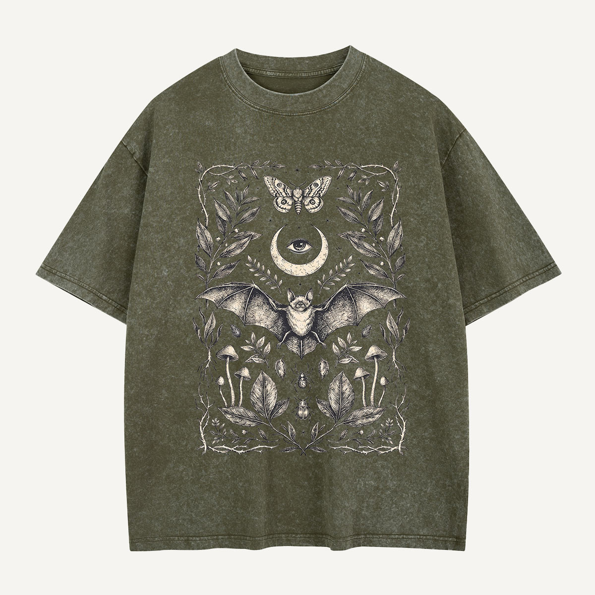  Moonlit Bat Botanica Washed T-Shirt