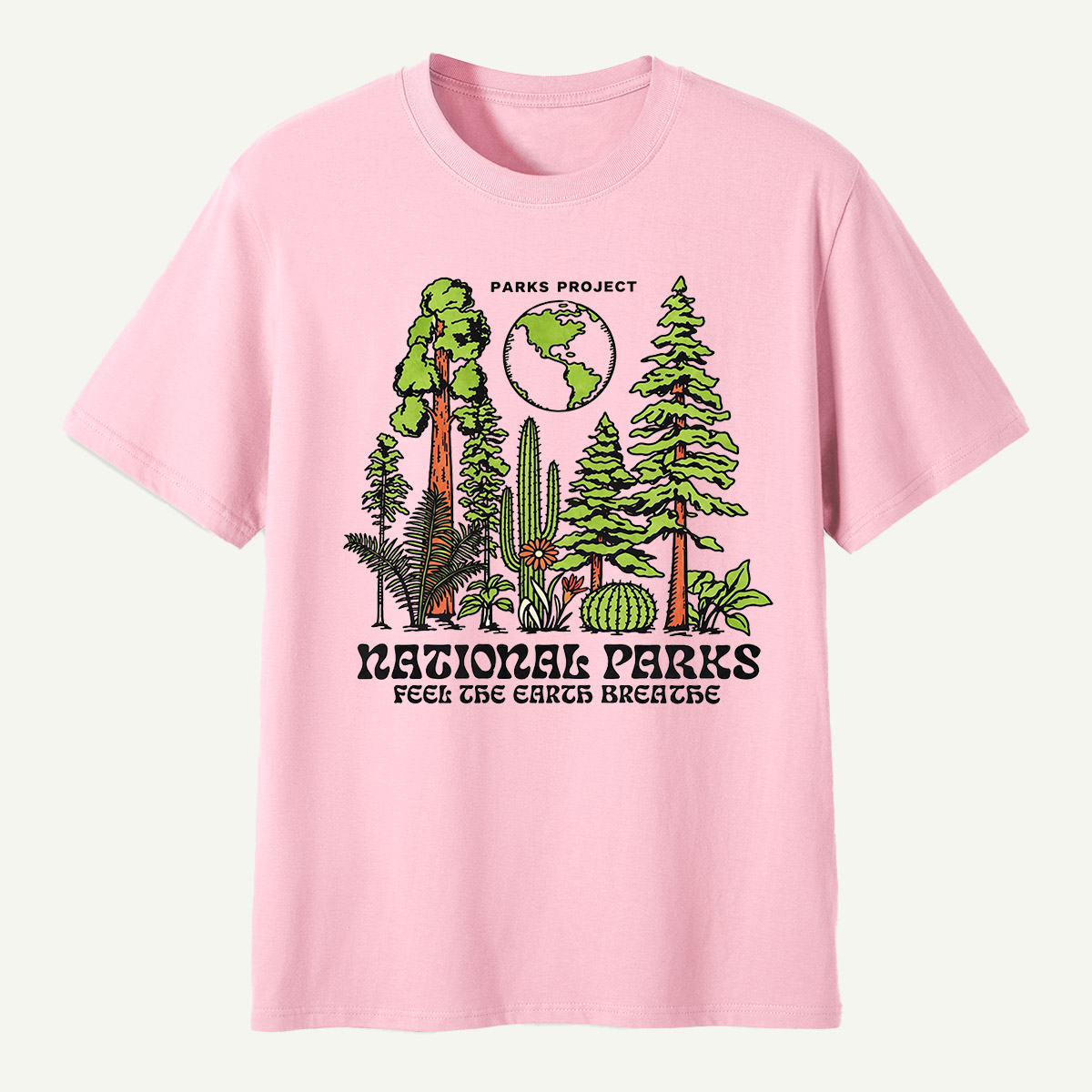 National Parks Feel The Earth Breathe Redwood Cactus Forest T-Shirt