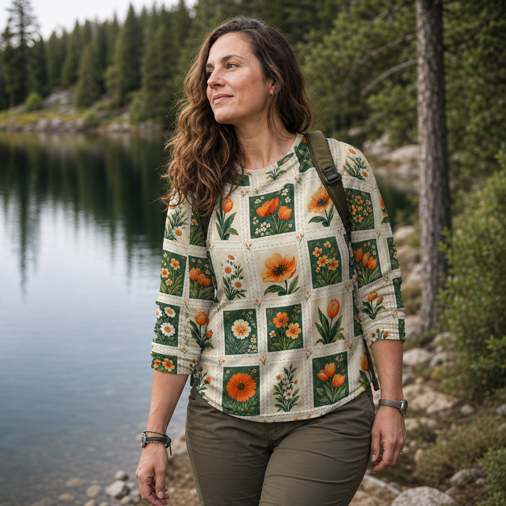 Botanical Patchwork Bloom Grid Premium Pure Cotton Long Sleeves