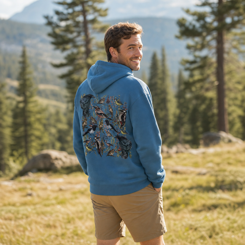 Vintage Wild Birds Botanical  Hoodie