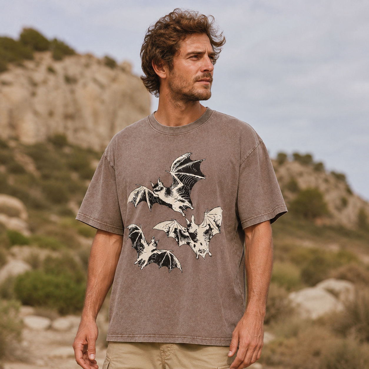 Three Bats on the Loose Washed T-Shirt