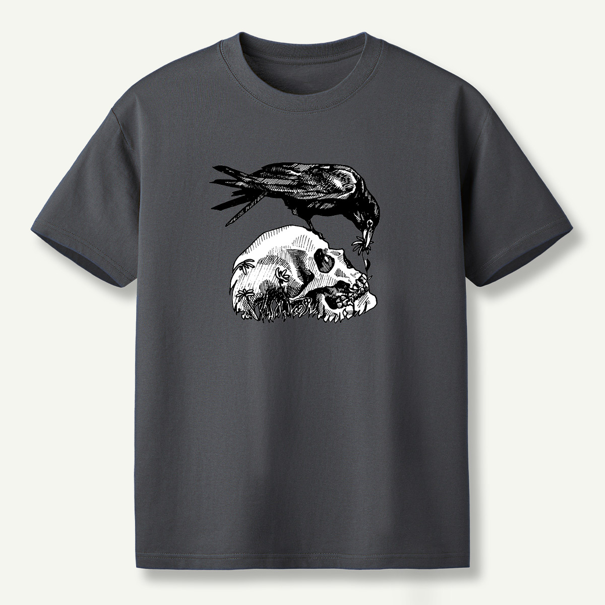 Raven Perched On Skull T-Shirt