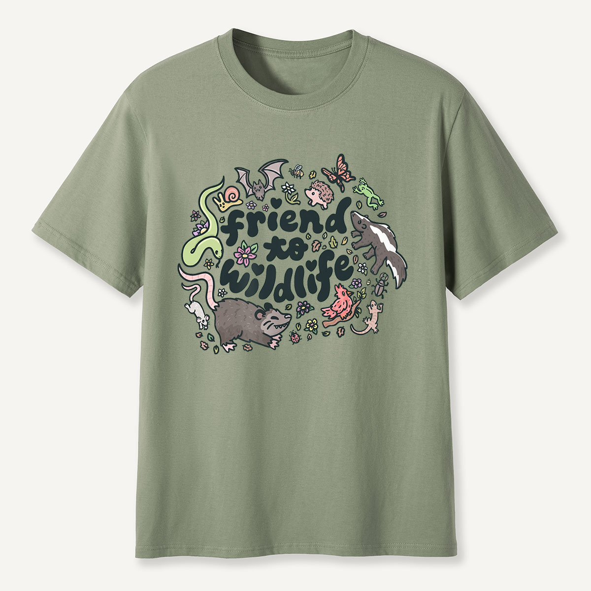 Friend to Wildlife Cute Animals Doodle T-Shirt