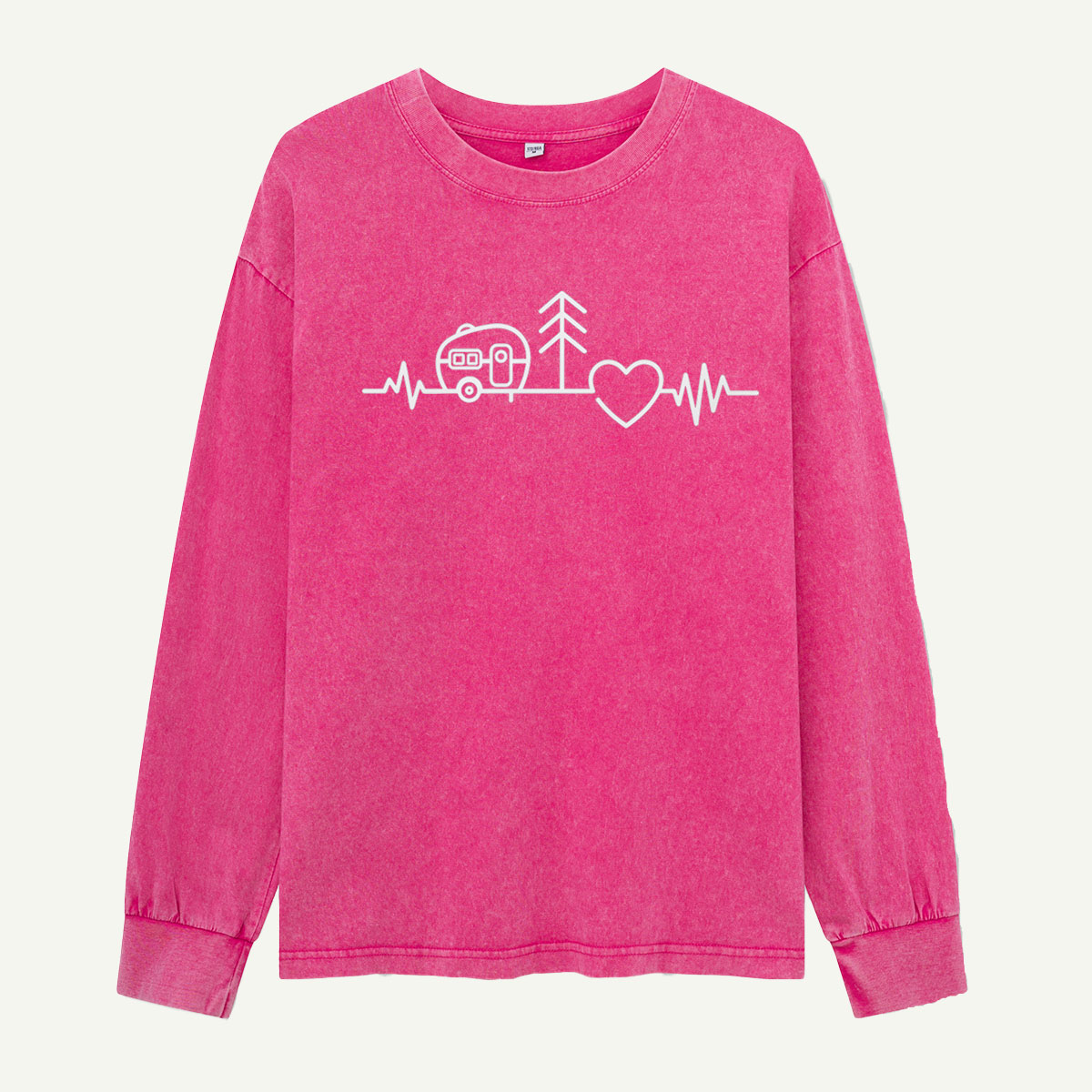 Camping Is My Heartbeat Washed Long Sleeves