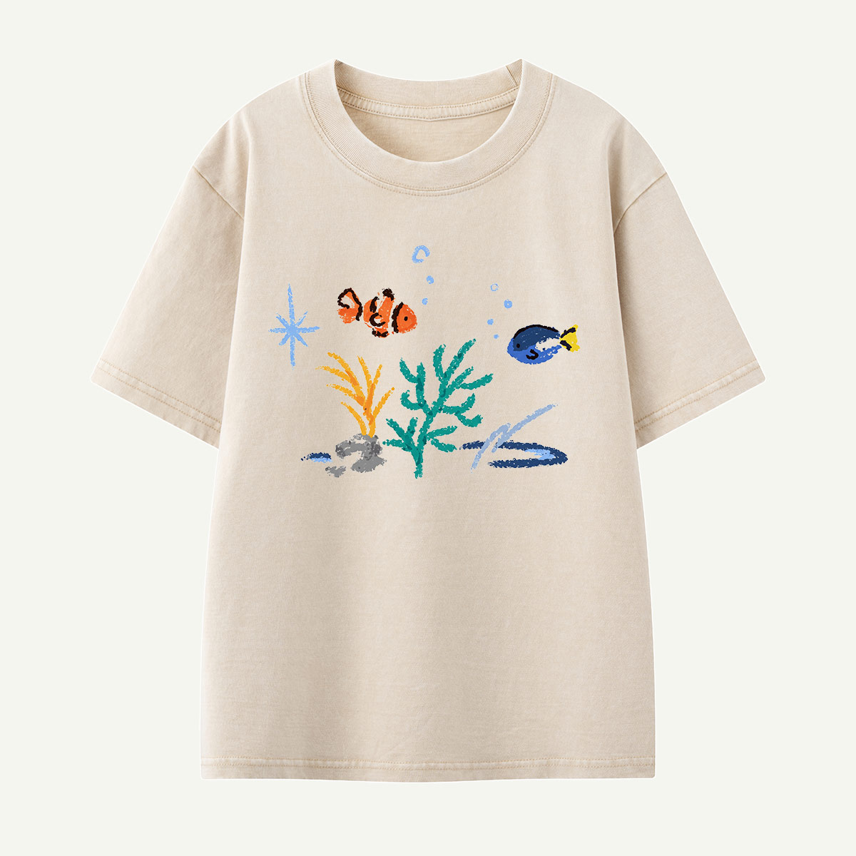 Colorful Reef Fish Underwater Kids Washed T-Shirt