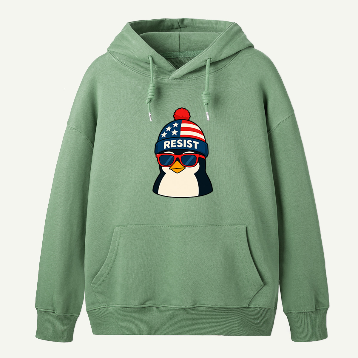 Resist Penguin Wearing American Flag Winter Beanie And Sunglasses Hoodie