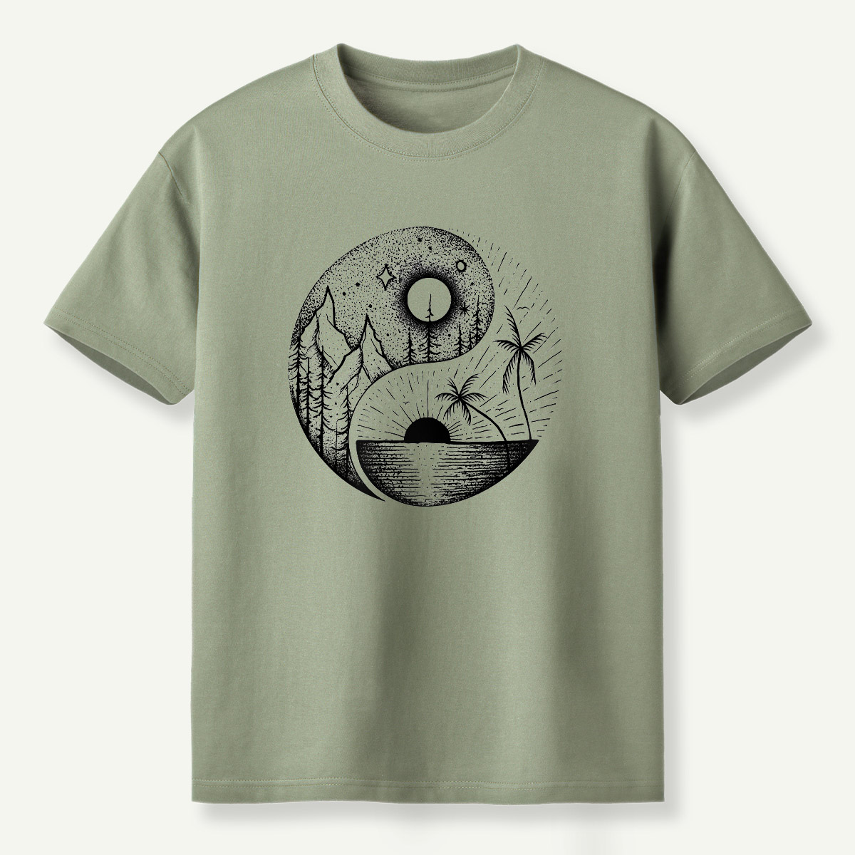 Yin Yang Sun Moon Forest Balance T-Shirt