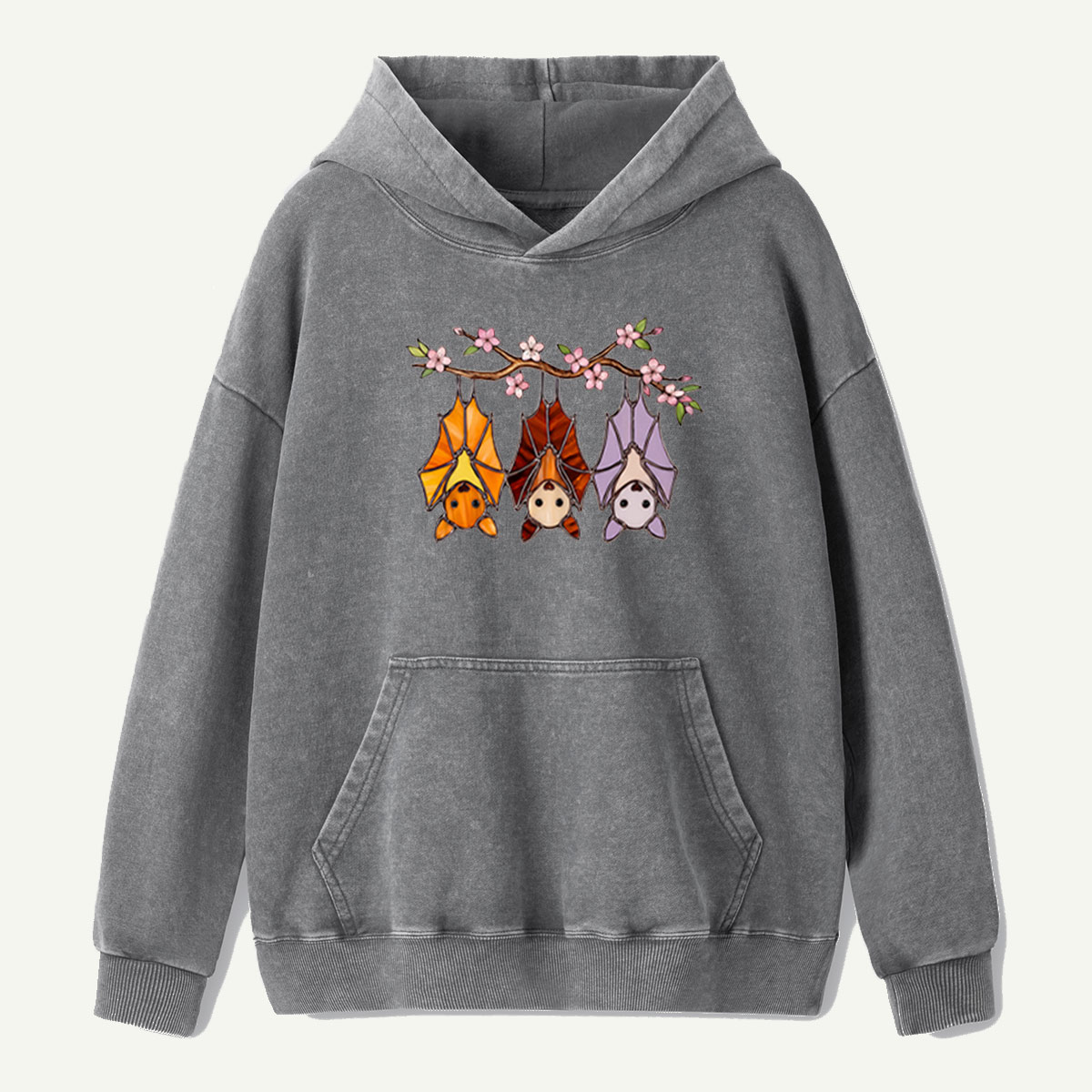 Cherry Blossom Bat Trio Washed Hoodie