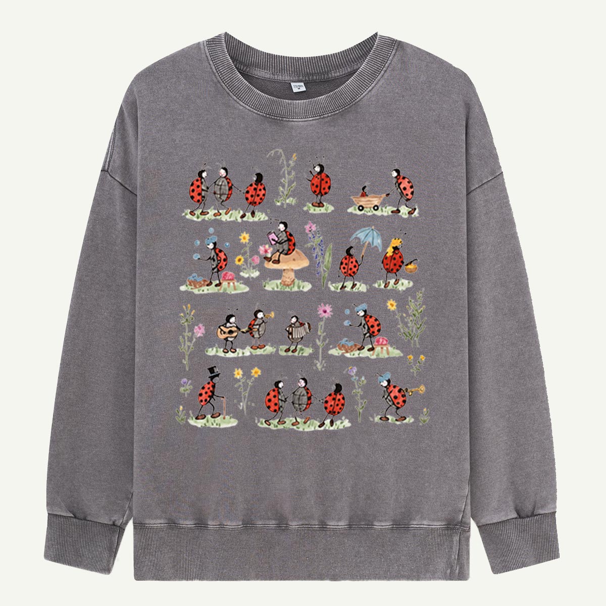 Ladybug and Flower Tee Washed Sweatshirts