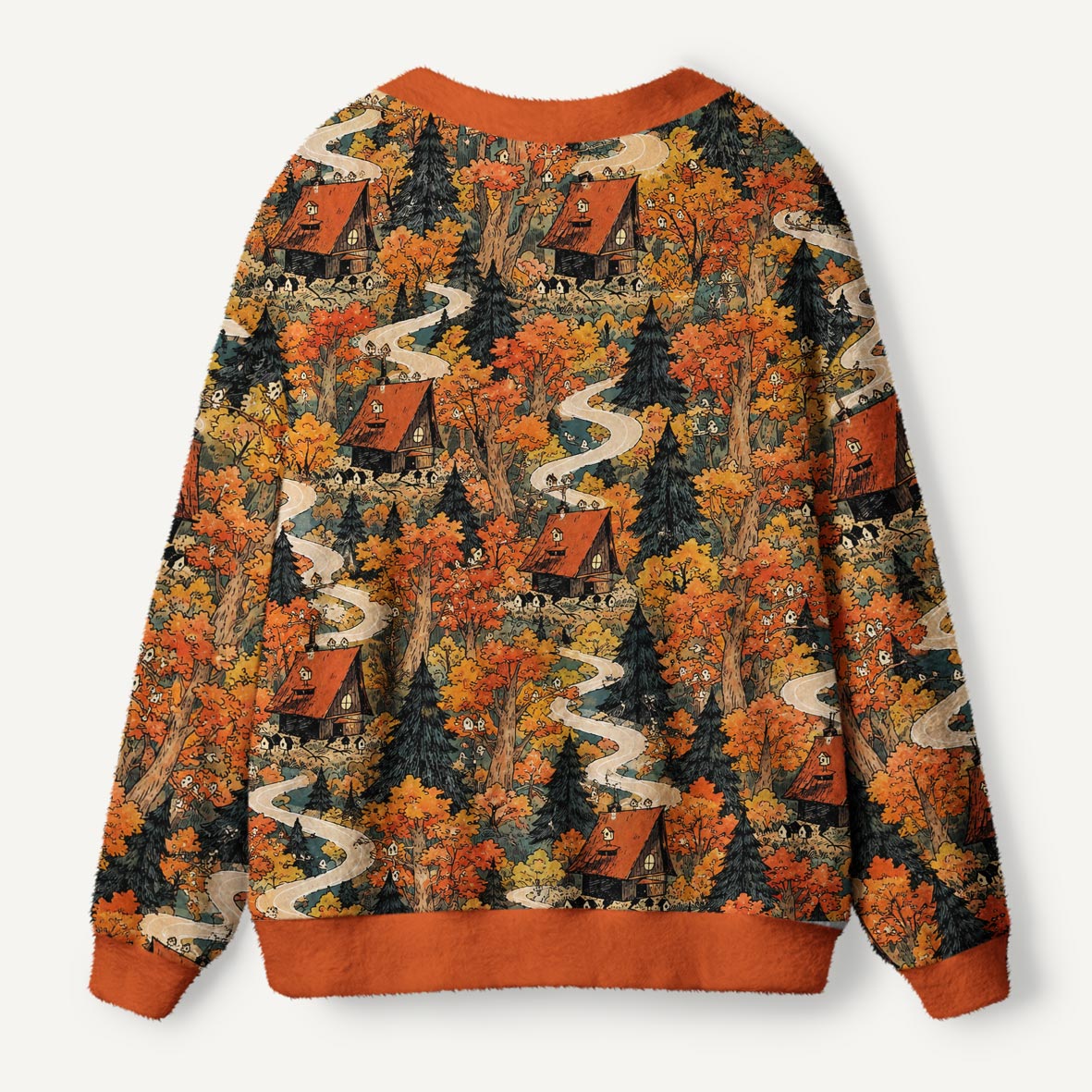 Enchanted Autumn Forest Cottage With Tiny Treehouse Village Ugly Cardigan Sweaters